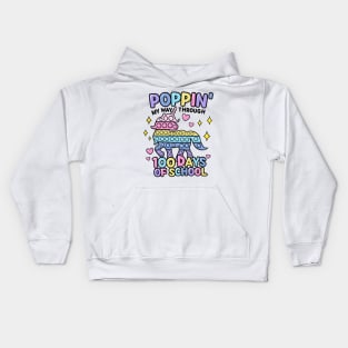 Funny Happy Poppin my way trough 100 Days Of School Kids Hoodie